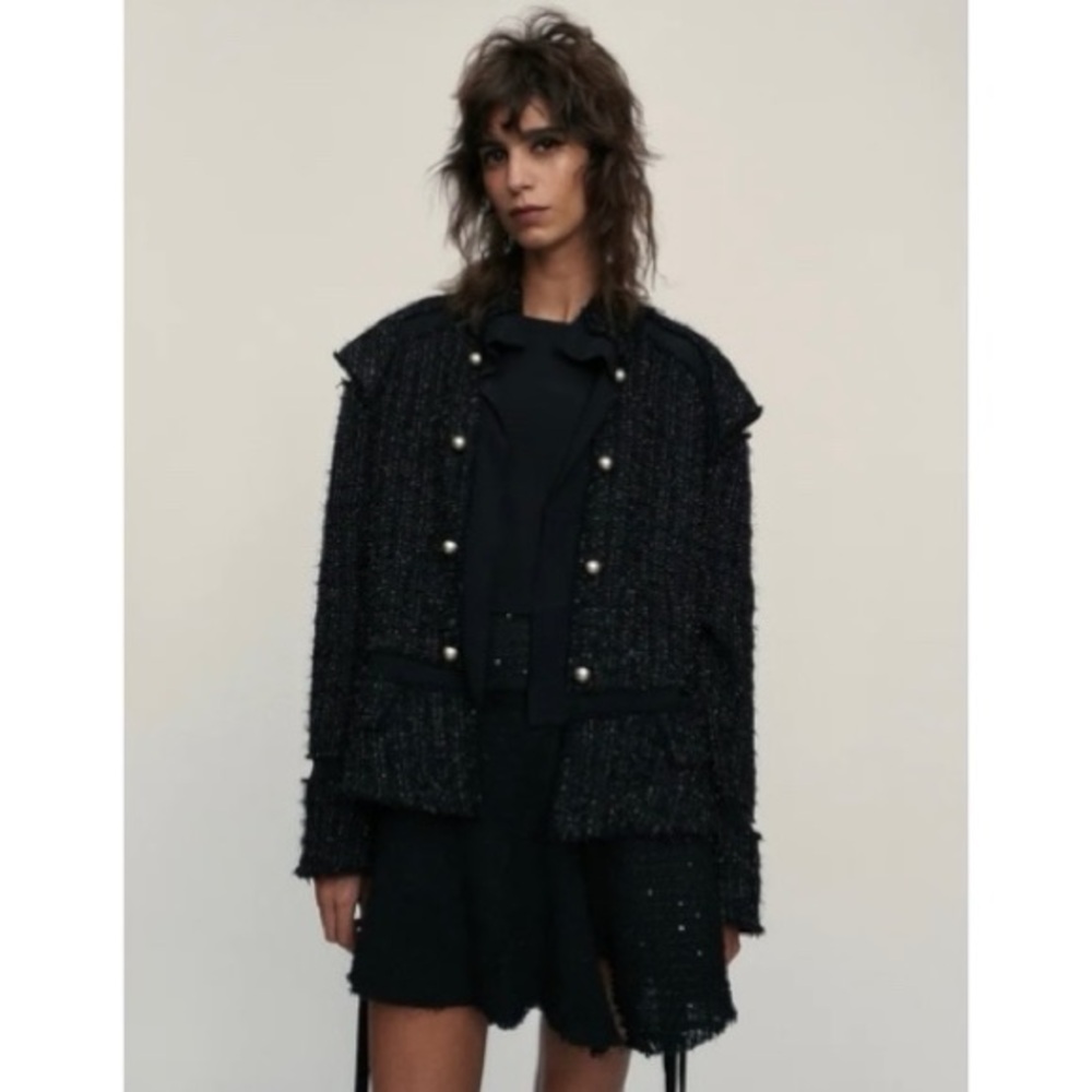 ZARA Studio Limited Edition Textured Metallic Tweed Soft Jacket size S